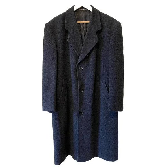 Oscar De La Rente Other - Oscar De La Renta Men’s Wool Cashmere Long Overcoat Sz  44 Short Black Charcoal